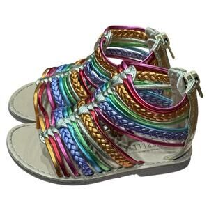 Seychelles Girls Rainbow Metallic Gladiator Sandals Size 7 Zipper Strappy EUC